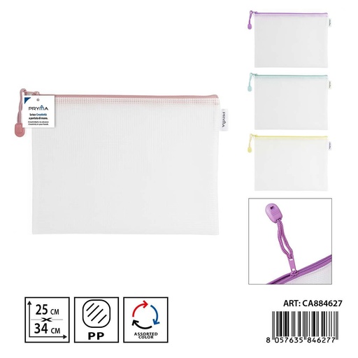 [0235105] Portadocumentos EVA con cremallera 25 x 34 cm color pastel - Bolsa de archivo