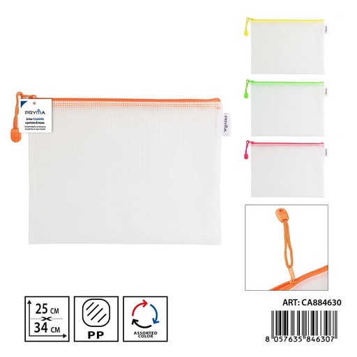 [0235108] Portadocumentos EVA con cremallera 25 x 34 cm flúor - Bolsas multifunción