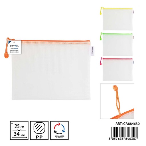 [0235108] Portadocumentos EVA con cremallera 25 x 34 cm fluorescente - Bolsa de archivo