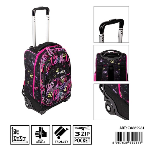 [0235023] Mochila escolar con ruedas L/Dulce 50x32x22cm - Mochilas escolares y útiles