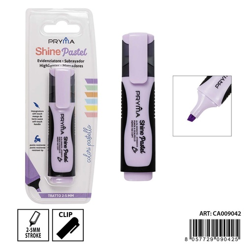[0236655] Subrayador en color macaron cabezal inclinado 2/5mm color violeta pastel - Material de escritura