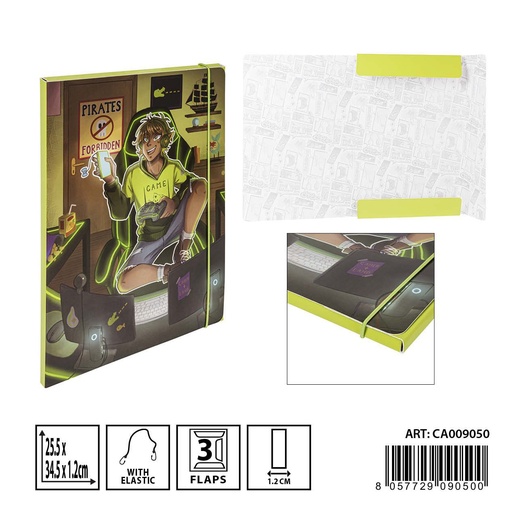 [0236938] Carpeta de 3 solapas elástica 25.5x34.5x1.2cm - Papelería y organización