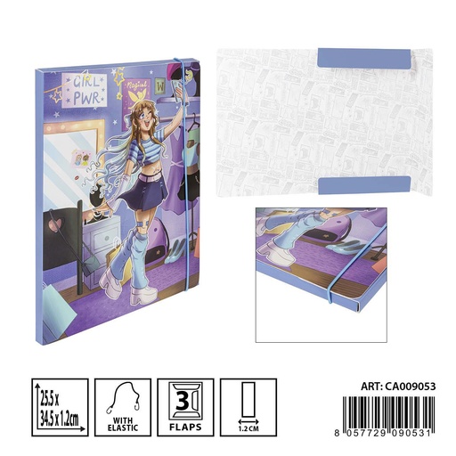 [0236941] Carpeta de 3 solapas elástica 25.5x34.5x1.2cm - Papelería y organización