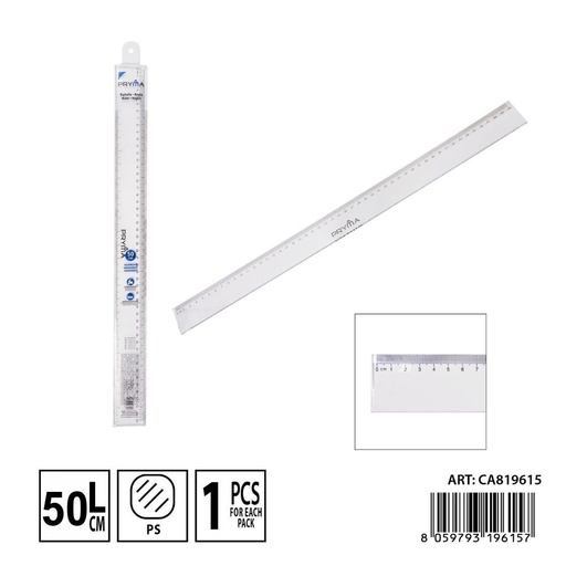 [0230754] Regla transparente 50 cm - Suministros escolares