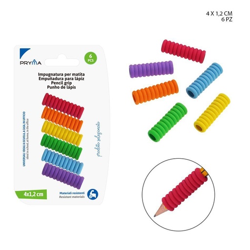 [0231042] Empuñadura para lápiz 4x1.2 cm 6 pz - Herramientas de escritura y útiles escolares