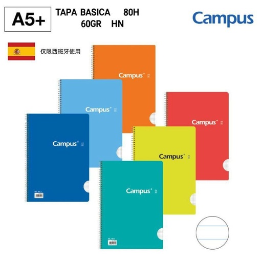 [A001094] BLOC espiral A5+ 80H/60GR HN - Libreta con espiral y papel de calidad
