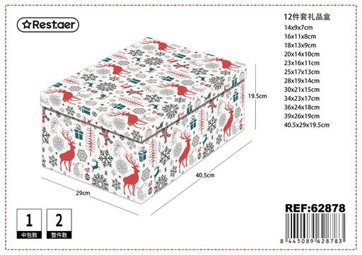 [62878] Caja de regalo navideña 12 piezas 40.5x29x19.5cm