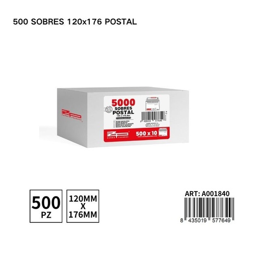 [A001840] 500 sobres 120x176 - Suministros de papel