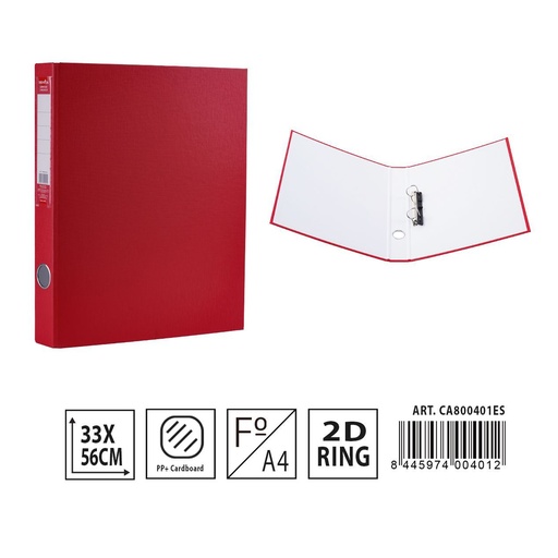 [A001296] Carpeta de 2 anillas D2 rojo - Material de oficina