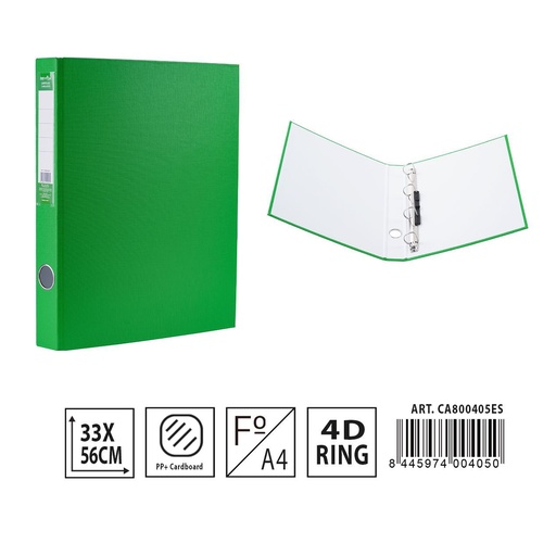 [A001300] Carpeta 4 anillas D4 verde