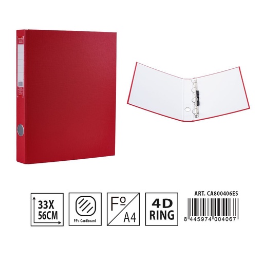 [A001301] Carpeta 4 anillas D4 rojo