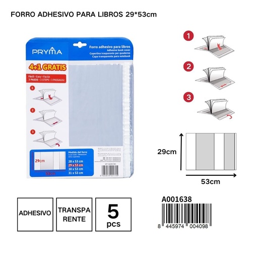 [A001638] Forro adhesivo para libros 29*53 cm - Papelería