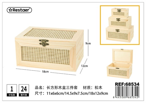 [68534] Set de 3 cajas de madera - Artículos de regalo