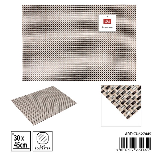 [0235333] Salvamantel individual marrón/beige de PVC 30x45cm para mesa