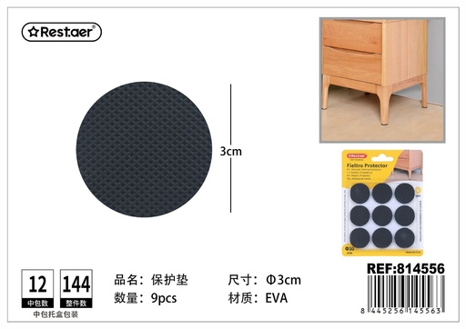 [814556] Fieltro protector negro 30MM 4MM 9PCS - Artículos de uso diario