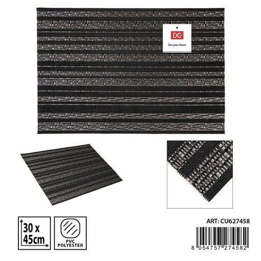 [0235346] Salvamantel individual PVC negro/crema 30x45cm para mesa y decoración