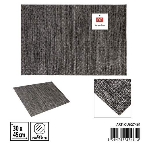 [0235349] Salvamantel individual PVC gris/negro 30x45cm para mesa y decoración