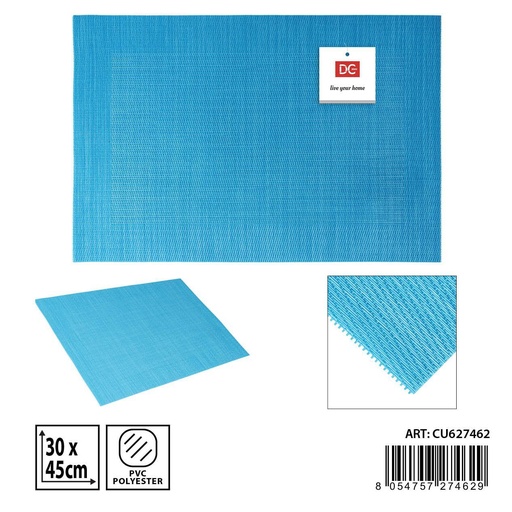 [0235350] Salvamantel individual PVC azul 30x45cm para mesa y decoración