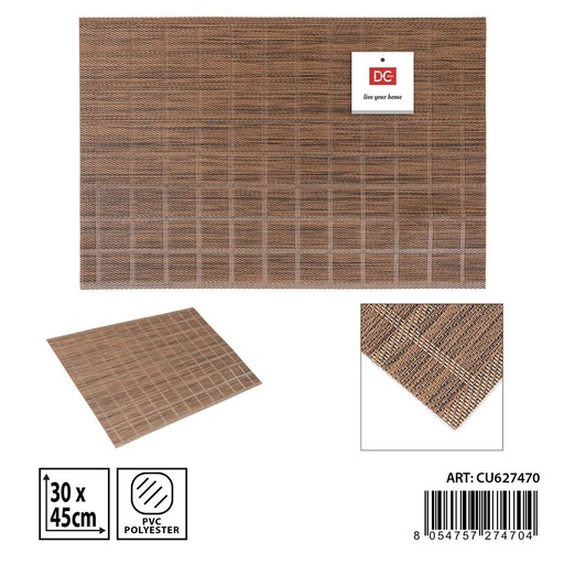 [0235358] Salvamantel individual 30x45cm chocolate de PVC para mesa