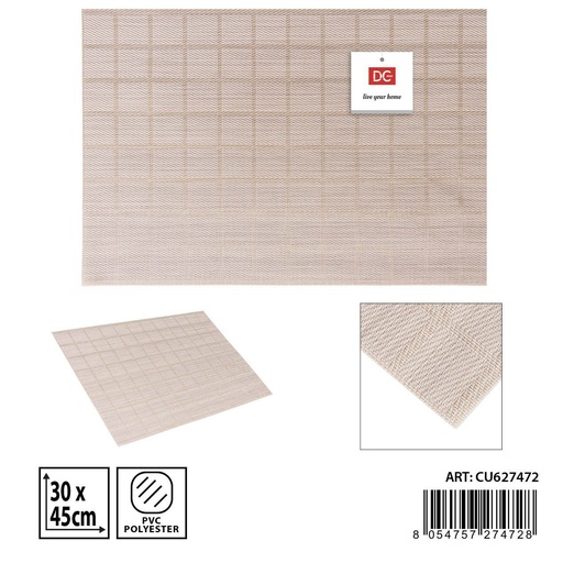 [0235360] Salvamantel individual PVC caqui/crema 30x45cm para mesa y decoración