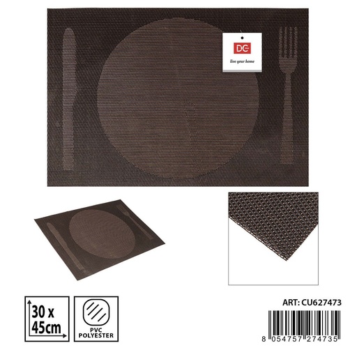 [0235361] Salvamantel individual de PVC 30x45 cm café - Accesorios de mesa y manteles individuales