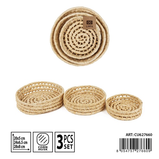 [0235899] Set de 3 cestas redondas de fibra natural para almacenamiento