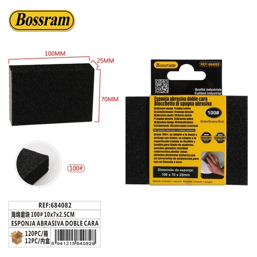 [684082] Esponja abrasiva de doble cara 100# 10x7x2.5cm para lijado