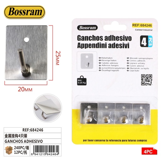 [684246] Ganchos adhesivos de metal 4 pcs - Bazar y ganchos