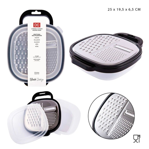 [0215326] Rallador plano negro 25x19.5x6.5 cm - Utensilios de cocina