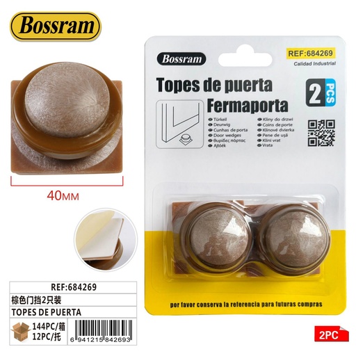 [684269] Topes de puerta marrones 2pcs para protección de paredes