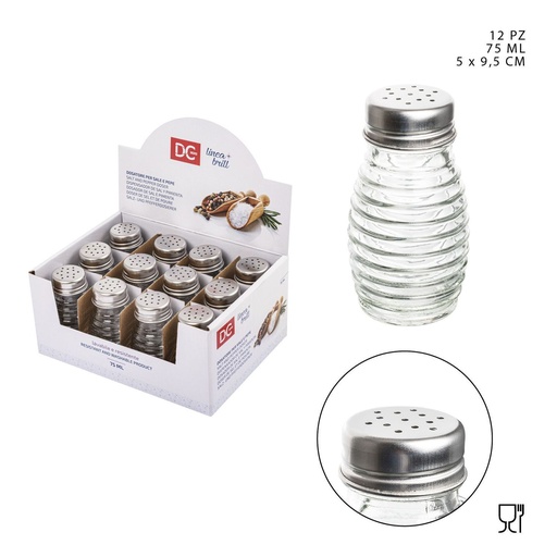 [0221808] Salero y pimentero de vidrio 5x9.5 cm (75ml, 2 piezas) - Utensilios de cocina