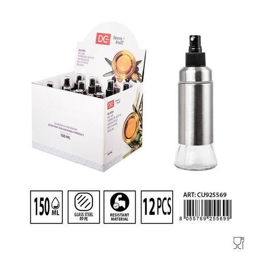 [0225835] Pulverizador de metal para aceite 150 ml - Cristalería