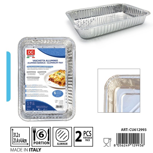 [0237627] Bandeja de aluminio para 6 porciones 2 piezas para hornear