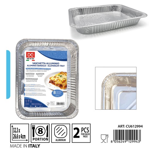 [0237628] Bandejas de aluminio 8 porciones 2pz desechables para catering