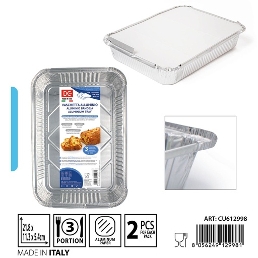 [0237632] Aluminio bandeja con tapa 3 porciones 2 piezas para servir alimentos