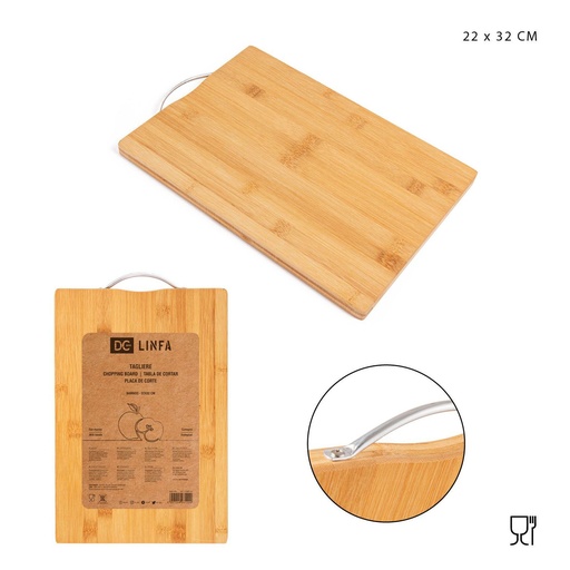 [0225796] Tabla de cortar de bambú rectangular 22x32cm para cocina