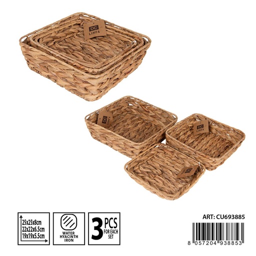 [0233438] Juego de cesta de almacenamiento tejida 3 piezas 25X25 - Almacenamiento