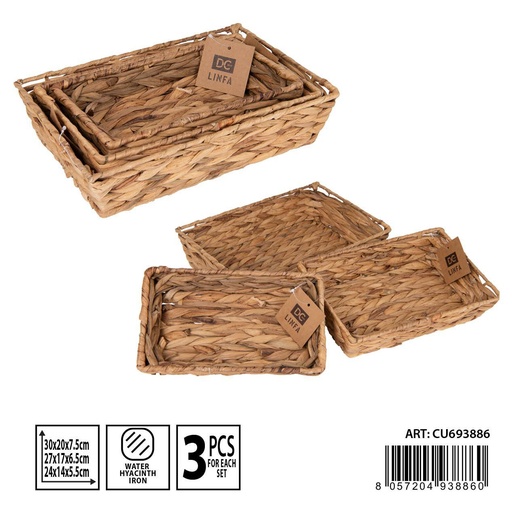 [0233439] Juego de cesta de almacenamiento tejida 3 piezas 30X20 - Almacenamiento