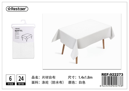 [922273] Mantel de plástico impermeable blanco 140x180 cm - Manteles desechables