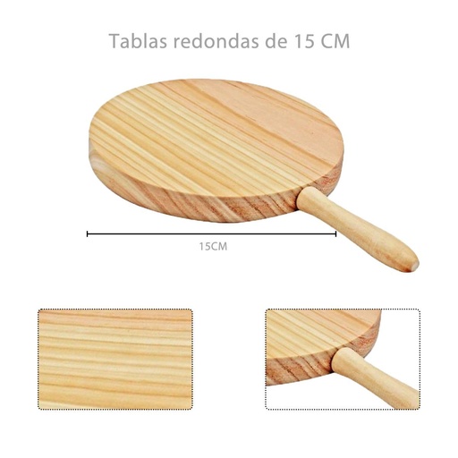 [A000909] Tabla redonda de madera 15cm para cortar