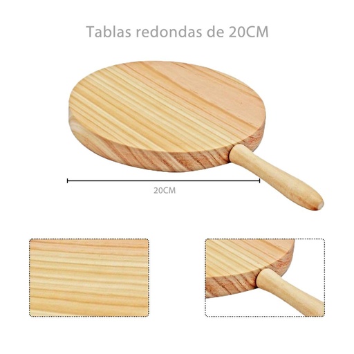 [A000907] Tabla redonda de madera 20cm para cortar