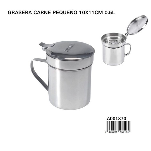 [A001870] Grasera pequeña de acero 10x11cm 0.5L para cocina