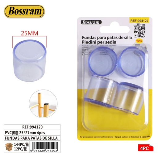 [994120] Fundas para patas de silla 25x27mm 4pcs para protección de suelos