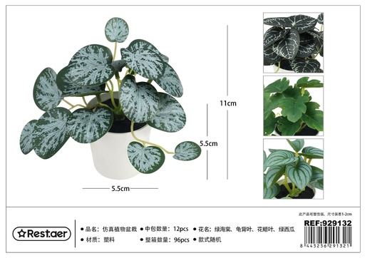 [929132] Planta de hojas en maceta 11 cm - Flores artificiales y decoración