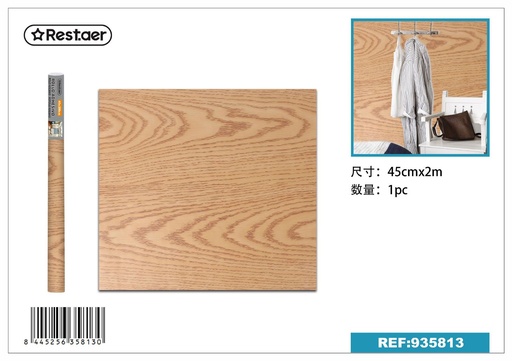 [935813] Rollo adhesivo de papel pintado con diseño de madera 45cm x 2.0m para decoración de paredes