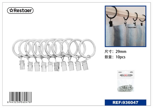 [936047] Anillas de cortina con clip (10 unidades) color blanco - Accesorios para cortinas