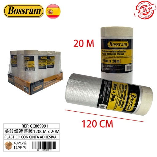 [CC869991] Papel de enmascarar 120 cm x 20 m con cinta adhesiva - Herramientas para pintar