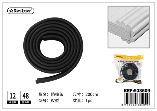 [938509] Cinta protectora autoadhesiva W negra - Accesorios de ferretería y protección de muebles