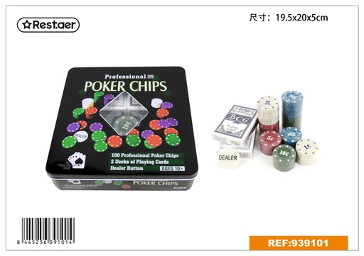 [939101] Chips de póker 100 piezas 19.5x20x5cm para juegos de mesa