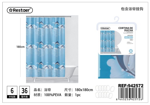 [942572] Cortina de ducha estampada 180x180cm impermeable